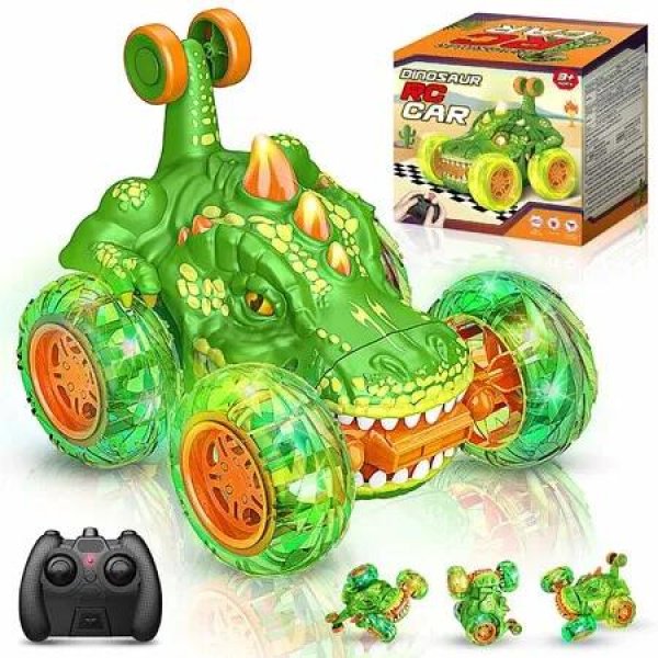 Remote Control Car 360 Degree Rotate RC Dino Cars with Wheel Light,2.4Ghz Fast Stunt RC Truck, Toys for Kids
