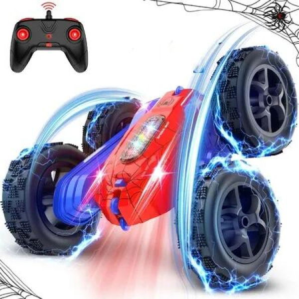 Remote Control Car Double-Sided 360 Degree Flipping Rotating RC Stunt Car with LED Lights,4WD RC Toy Car for Boys Age 8-12