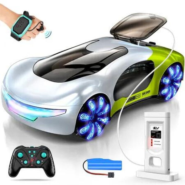 Remote Control Car, Gesture Sensing RC Stunt Car with Light Spray & Sound, 2.4GHz Remote Control Cars Toy for Boys and Girls (Green)