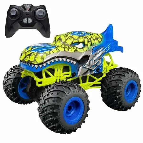 Remote Control Car, Monster Trucks in 1:18 Music Lighting,All-Terrain RC 360 Degree Rotating Waterproof RC Stunt Car