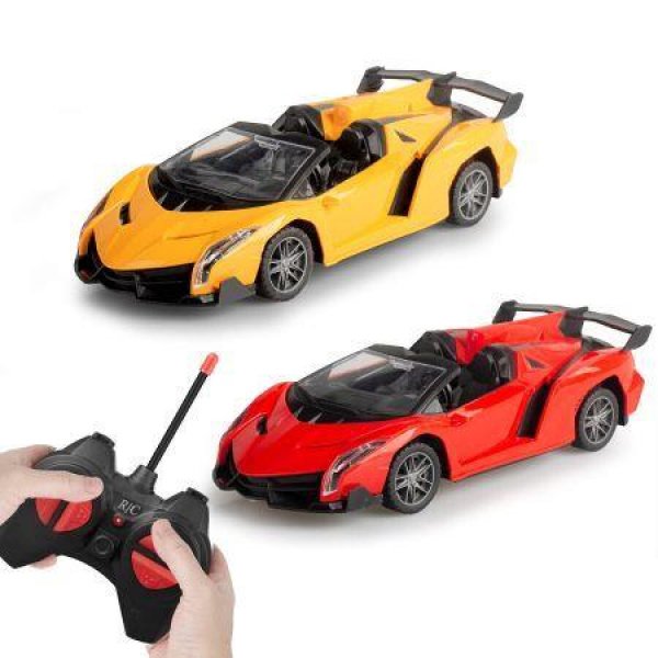 Remote Control Car RC Car 1/18 Scale Electric Sport Racing Hobby Toy Drift Car Vehicle with Lights Kids Toys Gifts for Boys Yellow