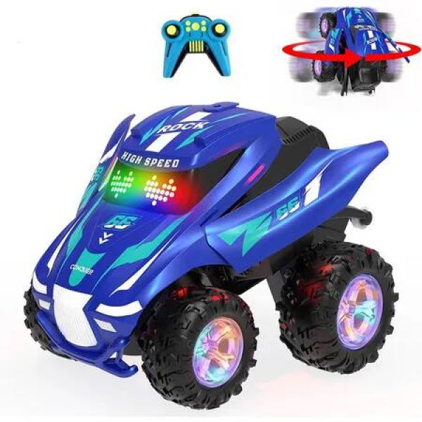 Remote Control Car, RC Cars with Spray, Light and Music, RC Race Cars Toys for 6 7 8 9 10 11 12 Year Old Boys Girls Gifts, Blue
