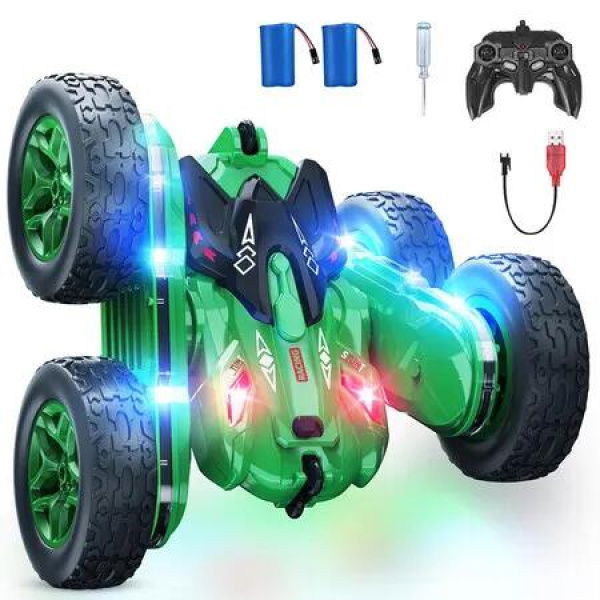 Remote Control Car, RC Cars with Strip Lights and Headlight for Boys Girls Age 3 to 12, Green