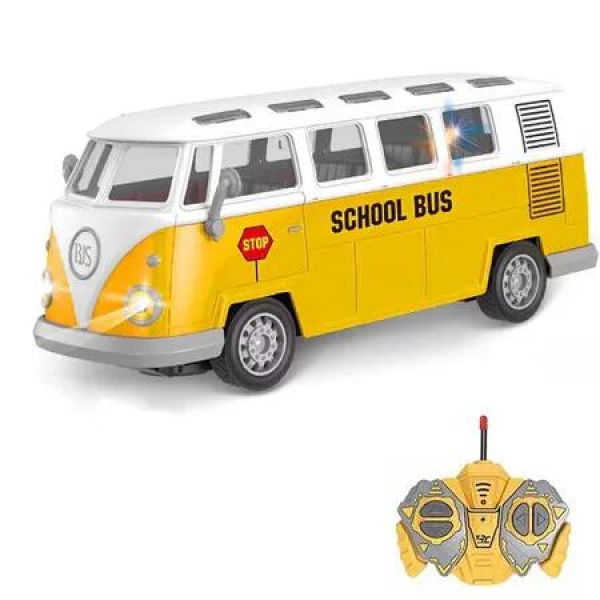 Remote Control Car Vehicles, 2.4G Opening Doors City Buses Toy Classic Vehicle, RC Car with LED Lights School Bus Toy, Gift for Boys and Girls