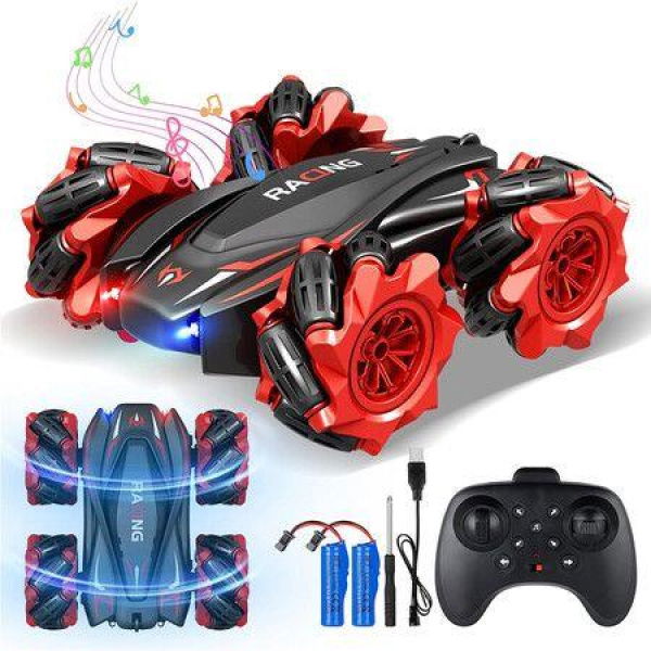 Remote Control Cars for Kids, All Directional Double Sided 360Â° Rotating 4WD RC Cars, Racing RC Stunt Cars Toy Christmas Birthday Gifts for Boys Girls (Red)