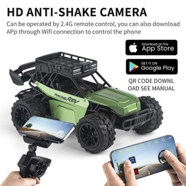 Remote Control Cars With 1080P Camera Talkie With 5G FPV UHD Camera Remote Control Truck 1:16 Scale Off-Road Trucks (Green).