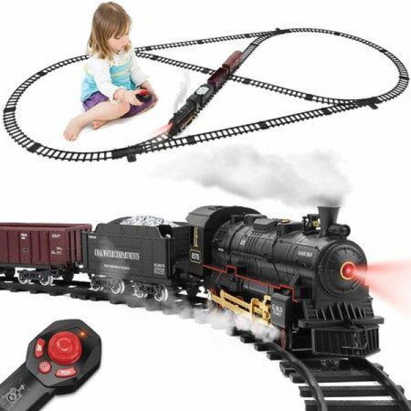 Remote Control Christmas Train Set for Kids Electric Train Toy with Long Tracks