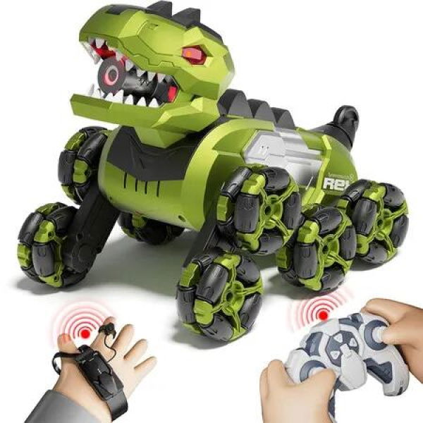 Remote Control Dino Monster Truck Toys, 8WD Gesture Sensing Remote Control Stunt Cars for Boys Girls (Green)