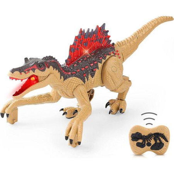 Remote Control Dinosaur Toys For Kids - Rechargeable Electronic 2.4G RC Walking Robot Spinosaurus Dinosaur Toys. Roars And LED Light.