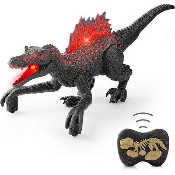 Remote Control Dinosaur Toys For Kids - Rechargeable Electronic 2.4G RC Walking Robot Spinosaurus Dinosaur Toys. Roars And LED Light.