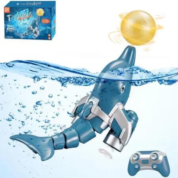 Remote Control Dolphin Toy for Kids, 2.4GHz High Simulation RC Dolphin for Lake River & Pool, Great Gift RC Boat Water Toys with Dolphin Head Ball Rotation for Boys and Girls