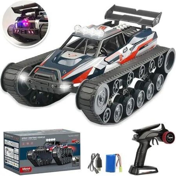 Remote Control Drift 4 Wheel Drive Off-Road Vehicle Tracked Armored RC Chariot Model Large Alloy Spray Remote Control Tank Toys To Boy Gifts