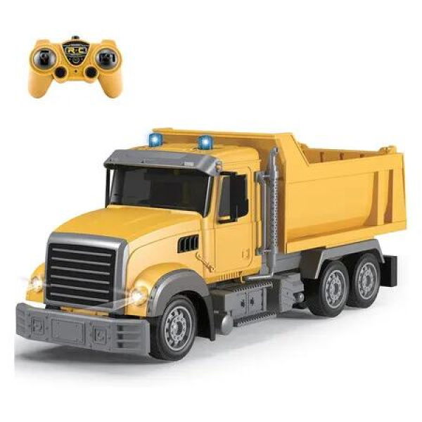 Remote Control Dump Truck, RC Dump Truck Construction Vehicle Toys,7 Channel with Lights and Sounds Rechargeable Engineering Car Toy for Boys Age 4-7