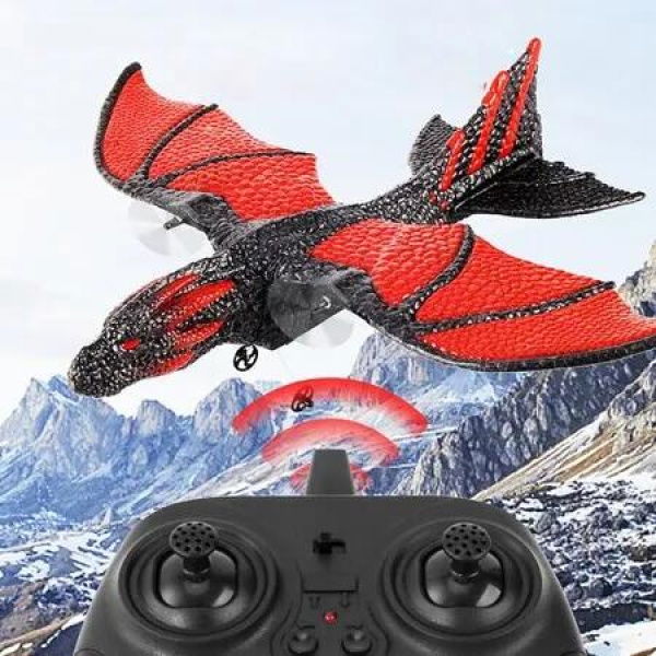 Remote Control Fire Dragon Aircraft: Realistic RC Gliding Animal Model with Dual Battery, Perfect Gift for Kids Who Love Flying Toys