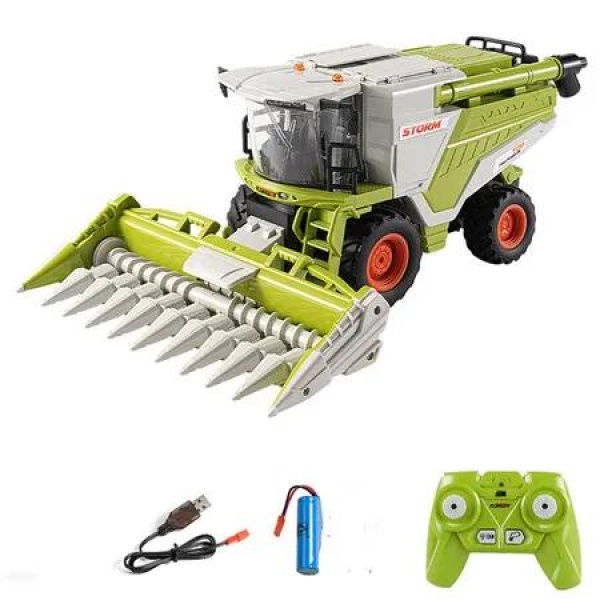 Remote Control Harvester Tractor Toy for Kids,1:24 Scale RC Harvester with Spray Lights Sound,RC Farm Tractor Birthday Xmas Gift