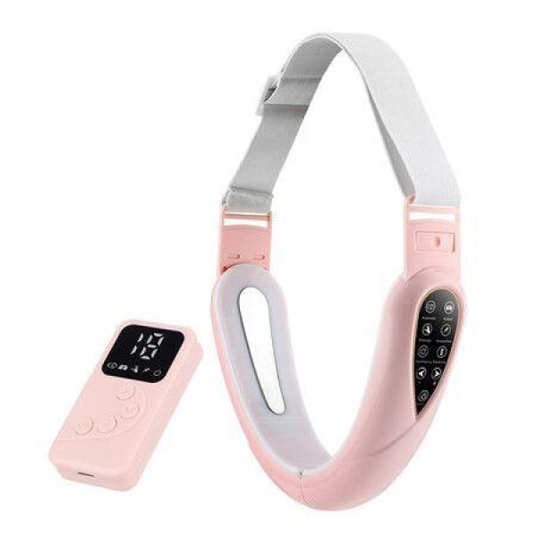 Remote Control Micro Current Color Light Face Sliming Instrument V-face Facial Lifting Belt V Line Double Chin-Pink