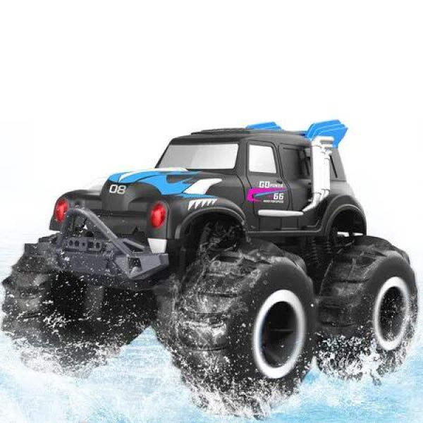 Remote Control Monster Truck, Amphibious Remote Control Car for Kids, All Terrain 4WD Off Road RC Trucks, Gifts Toys for Boys and Girls, Blue