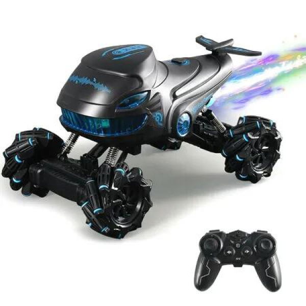 Remote Control Monster Truck Car 4WD Offroad Rock Crawler with Fog Mist LED Lights Spray Vehicle Toy Gift for Kids 6+