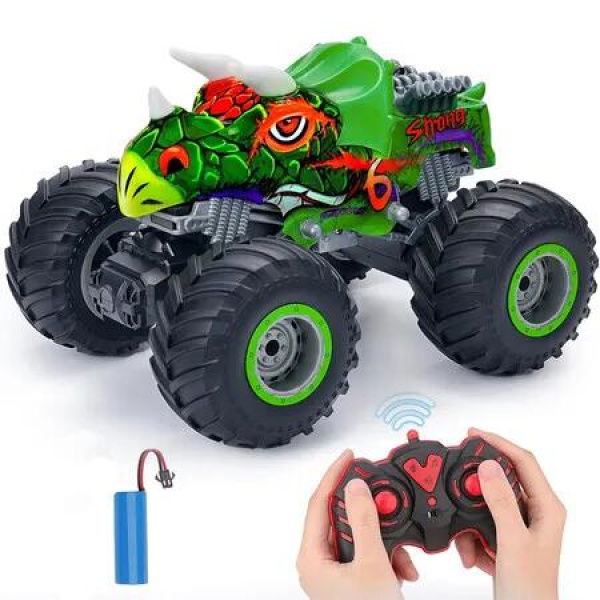 Remote Control Monster Truck for Boys 8 to 12, RC Car Toys for Kids Age 4 to 7, Birthday for Boys with Music Lights, Green