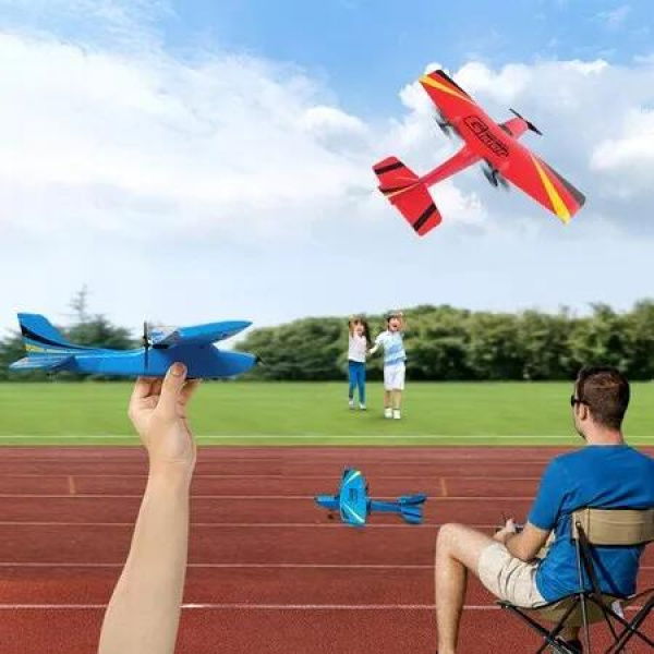 Remote Control Plane for Kids and Beginners: 2.4GHz RC Airplane, Easy to Fly Glider, Ready to Fly (Red)