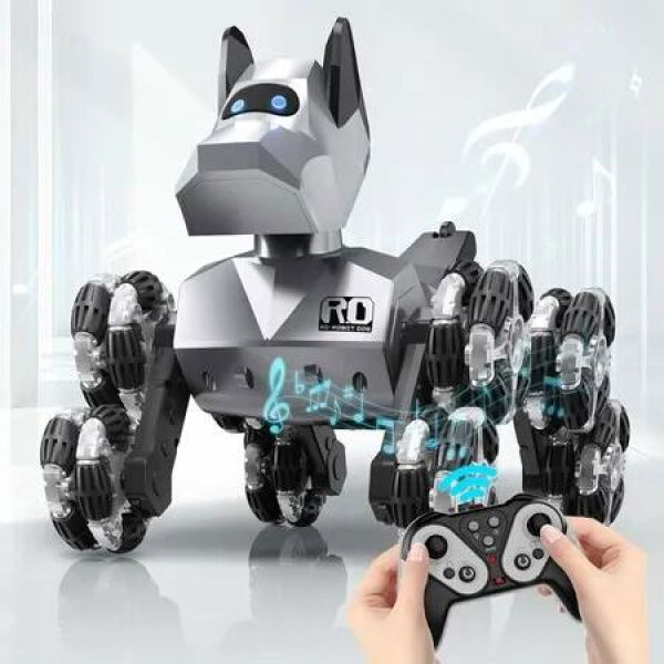 Remote Control Robot Dog Toy 2.4GHz 8WD All Terrain Stunt RC Cars RTR Climbing Robot Dogs with Music Light Eyes