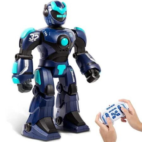 Remote Control Robot Toy, Smart Gesture Sensing Rechargeable and Programmable Robot Walking Dancing Singing Gift for Boys Girls, Blue