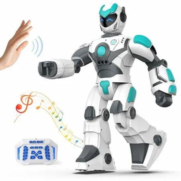 Remote Control Robot Toy Smart Gesture Sensing Rechargeable Programmable Robot Walking Dancing Singing Chirstmas Gift for 3-15 Years Old Boys(White)