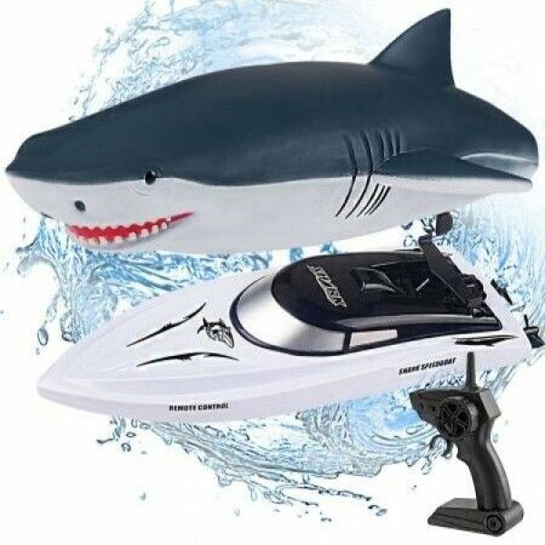 Remote Control Shark Boat 2.4G Electric Watercraft Outdoor Toy Racing Ship For Pool RC Speedboat Lake Boat Toys For Kids & Adults.