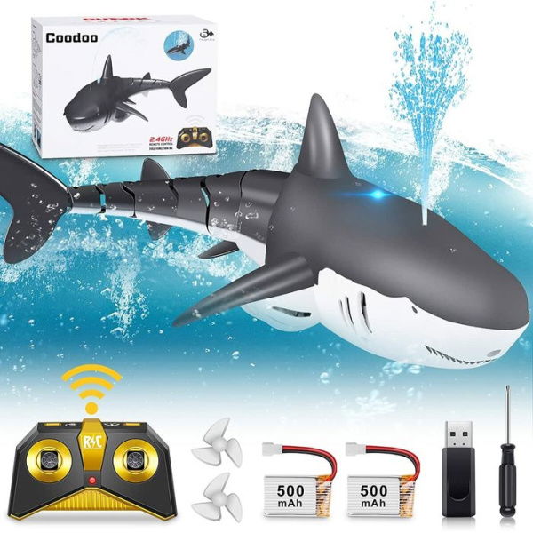 Remote Control Shark Toys Pool Toys Outdoor Toys RC Boat Spray Water For Swimming Pool Great Gift For Kids Boys & Girls.