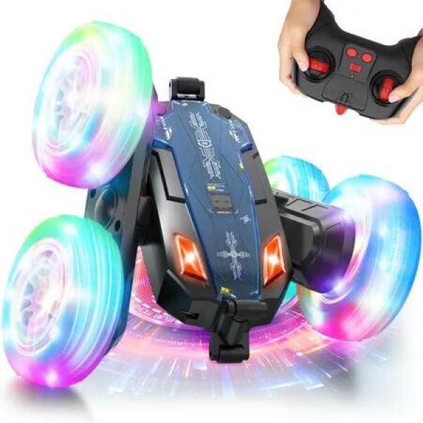 Remote Control Stunt Car 2.4Ghz 4WD Double-Sided 360 Degree Rotating Crawler with Headlights Wheel Lights