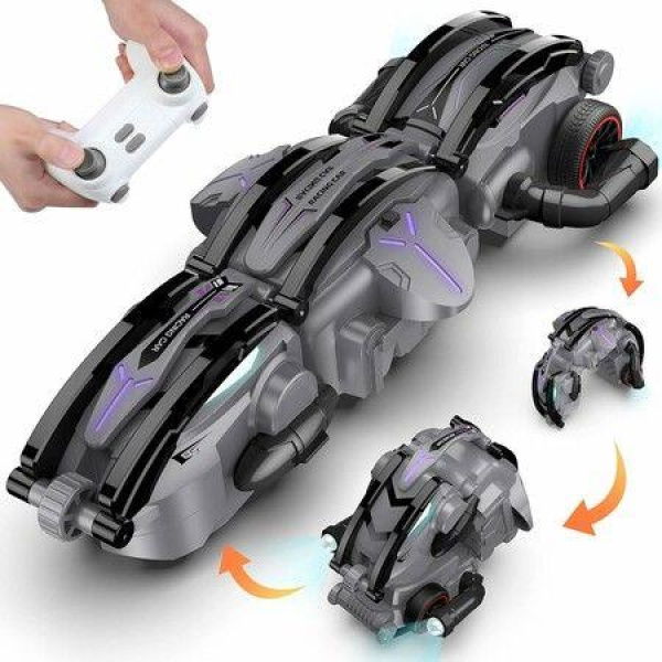 Remote Control Stunt Snake Car, 360Â° Rotation Car Toys with LED Lights, Indoor Outdoor Racing Games, Kids Toys for Boys and Girls from 6 years (Gray)