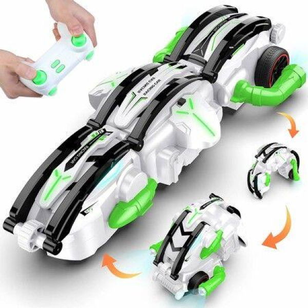 Remote Control Stunt Snake Car, 360Â° Rotation Car Toys with LED Lights, Indoor Outdoor Racing Games, Kids Toys for Boys and Girls from 6 years (Green)