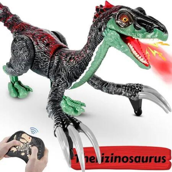 Remote Control Toys for Kids 3-12, Jurassic Therizinosaurus Toys Imitates Walking, Roars, 2.4 GHz RC Robot Dino Toys Light and Spray, Christmas Birthday Gift for Kids