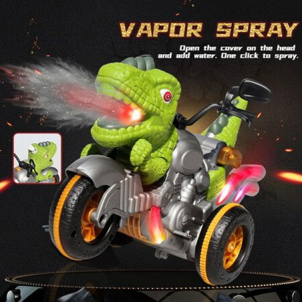 Remote Control Walking Motorbike Dinosaur With Water Mist Spray COL.GREEN.