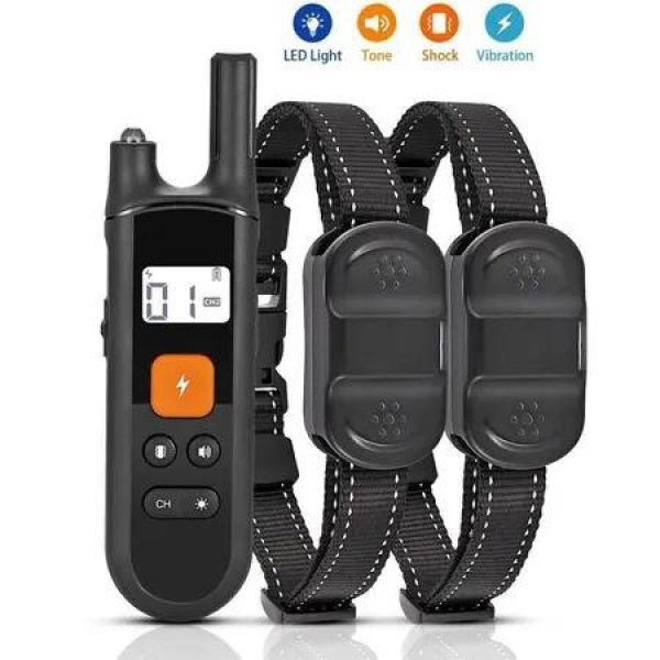 Remote Dog Shock Training Electric Collar Rechargeable Waterproof PET Trainer for 2 Dogs