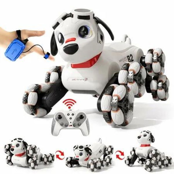 Remotete Control Robot Dog Toy 360 Degree 8WD Gesture Sensing RC Stunt Car with Light and Music Toys Birthday Gifts for Boys Ages 8-12