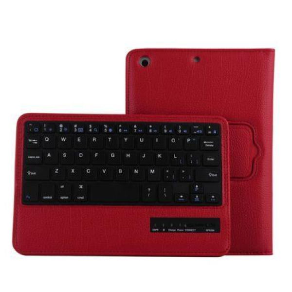 Removable Bluetooth Keyboard Oracle Leather Folio Case Cover For Apple IPad Mini - Red