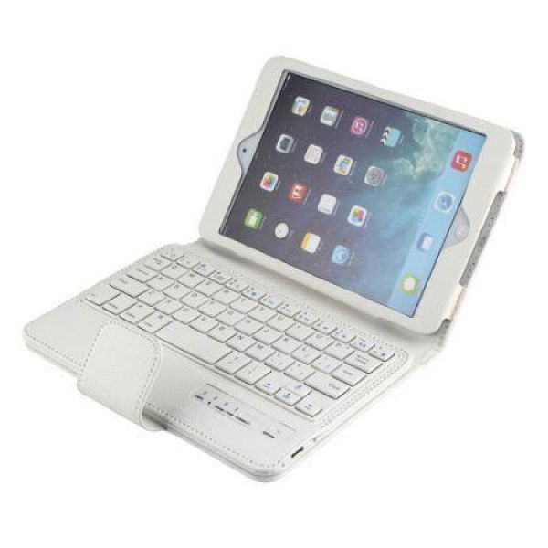 Removable Bluetooth Keyboard Oracle Leather Folio Case Cover For Apple IPad Mini - White