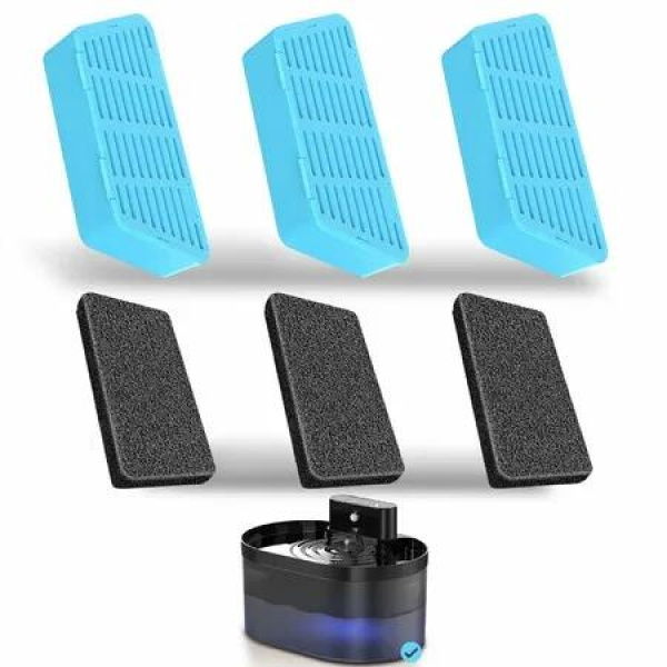 Replacement Cat Water Fountain Filters,2.2L Automatic Pet Water Fountain Replacement Filters and Sponges(3 Pack)