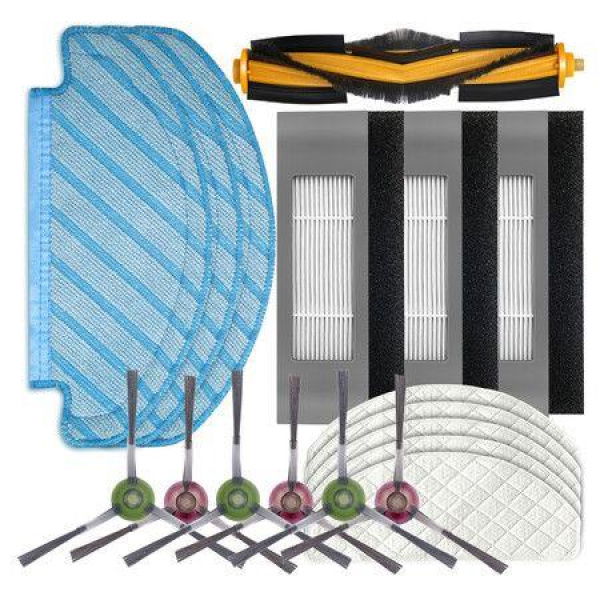 Replacement Kit For Ecovacs DEEBOT OZMO T8 AIVI T8MAX Vacuum Cleaner 1 Main Brush 6 Side Brush 3 Filters 3 Mop Cloth5 Disposable Mops