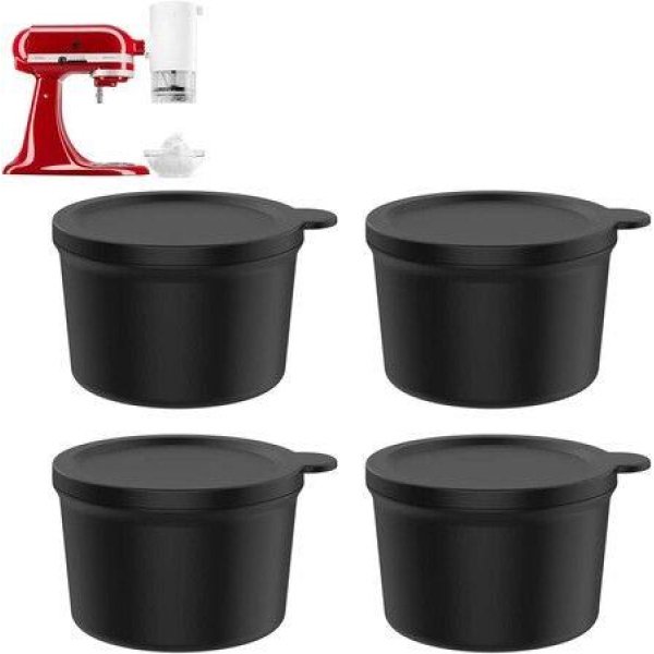 Replacement Plastic Ice Mold And Lid Compatible With KitchenAid Ice Shaver Attachment (4 Pack).