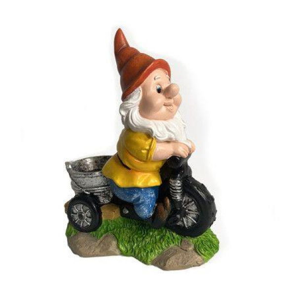 Resin Dwarf Riding A Tricycle Handicraft Garden Decoration For Indoor And Outdoor