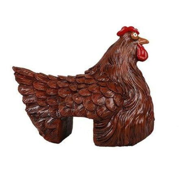 Resin Garden Ornaments Hen Statue Animal Decor Sculpture Decor For Garden Staircase Garden Farmhouse Outdoor Decor Desktop Ornaments (Brown)