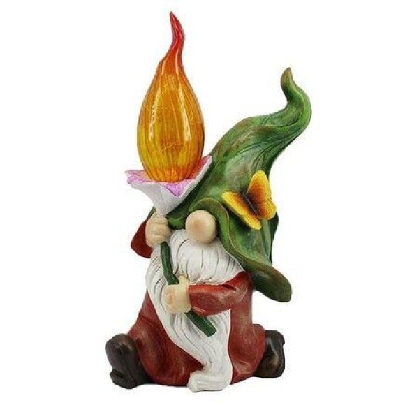 Resin Gnome Statue With Solar Lamp Figurine Ornaments Corrosion ResistantGarden Decoration