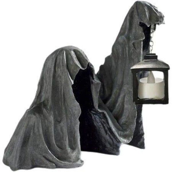 Resin Lantern Sculpture for Outdoor Decorations, Grim Reaper, Ghost Statue, Halloween Party