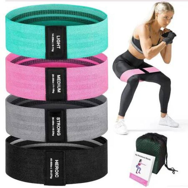 Resistance Bands, Exercise Workout Bands for Women and Men, 4 Set of Stretch Bands for Working Out Hip Thigh Glute Bands Set