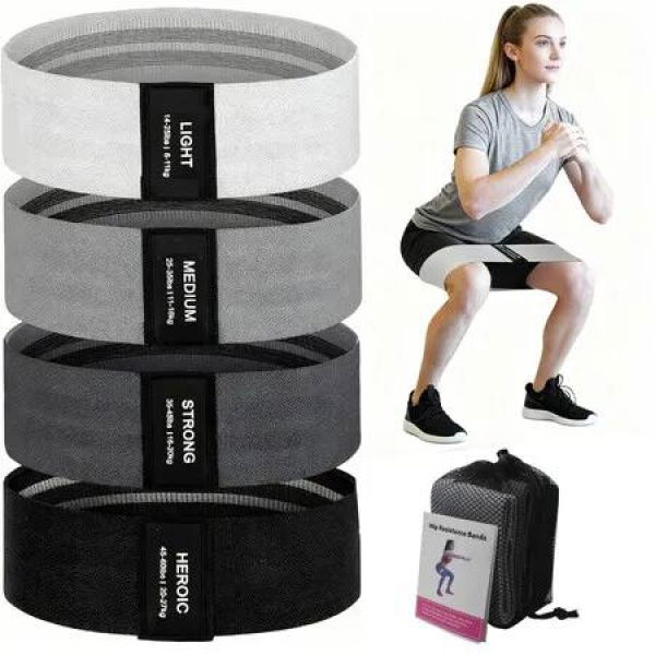 Resistance Bands, Exercise Workout Bands for Women and Men, 4 Set of Stretch Bands for Working Out Hip Thigh Glute Bands Set