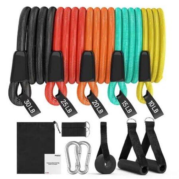 Resistance Bands Set 14 Pieces Anti-Snap Resistance Band Exercise with Handles Door Anchor,Ankle Straps,Training Manual and Carrying Bag