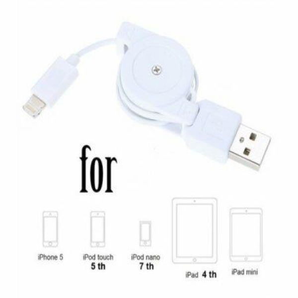 Retractable 8 Pin Lightning To USB Data Sync-Charging Cable For IPhone 5 IPad 4 Mini IPod