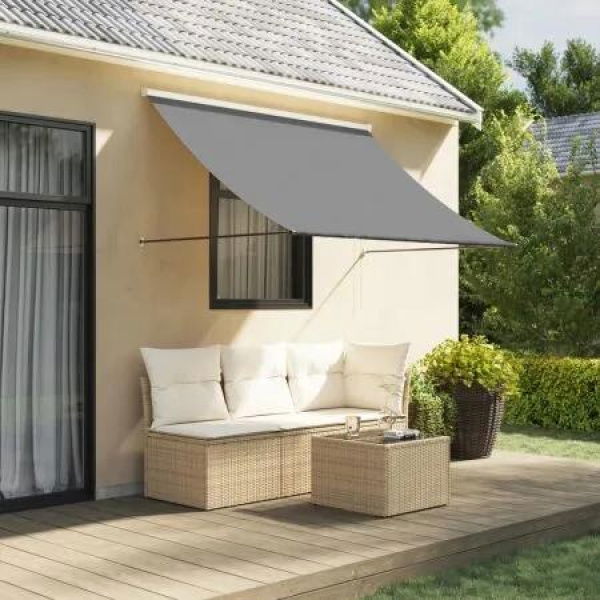 Retractable Awning Anthracite 200x150 cm Fabric and Steel